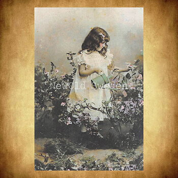 Young Victorian Girl Vintage Vykort Nr: 41 - 10 x 15 cm - 426