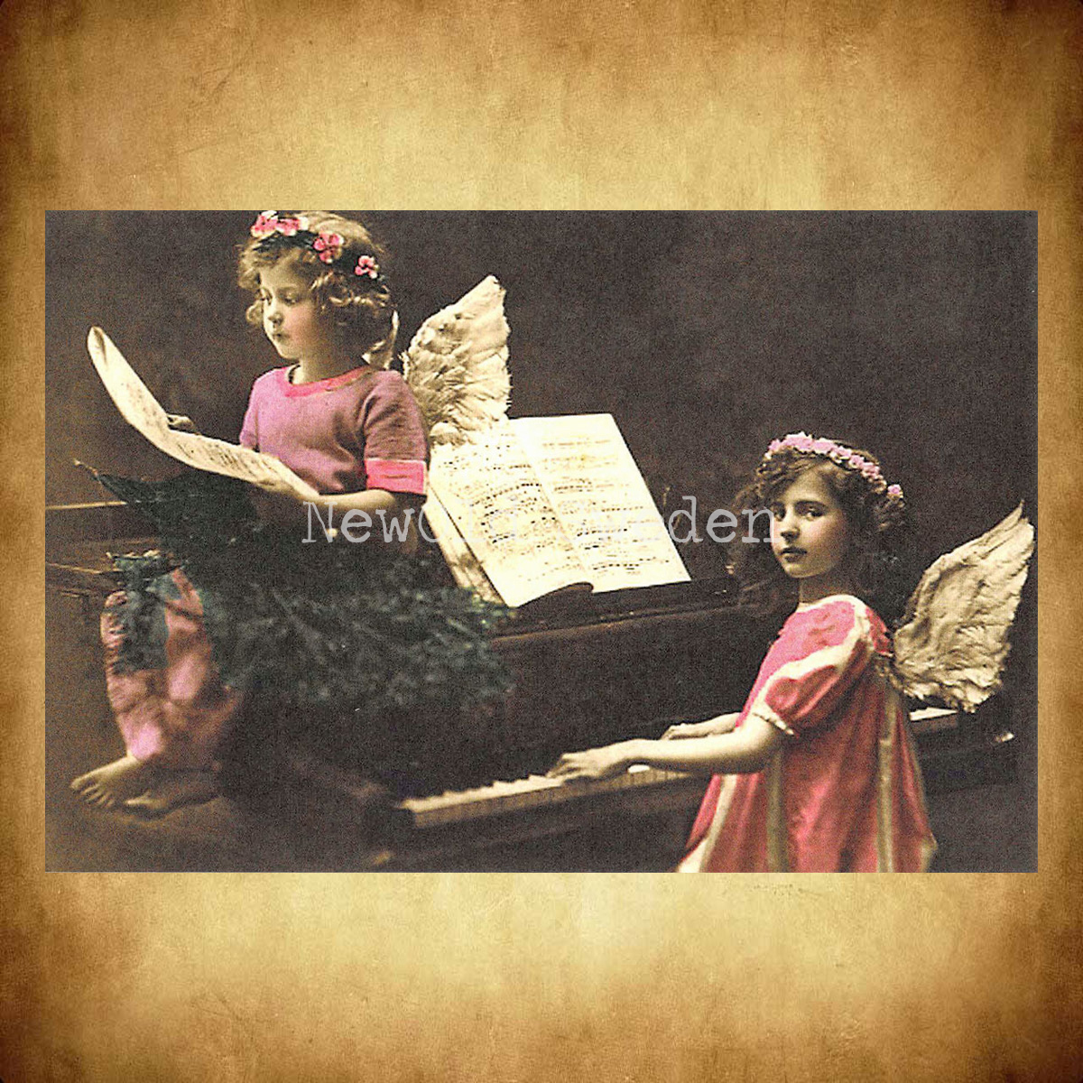 Little Angels Singing Vintage Vykort Nr: 46 - 10 x 15 cm - 426 - 3