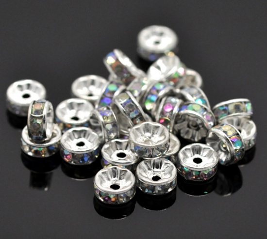 strassrondell, Silver  8mm, Clear  AB