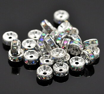 strassrondell, Silver  8mm, Clear  AB