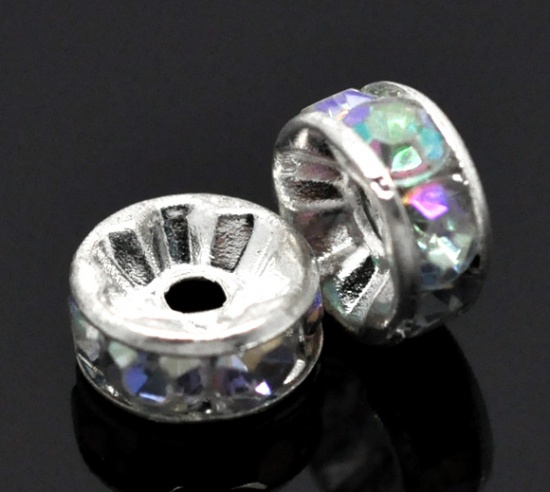 strassrondell, Silver  8mm, Clear  AB - 2