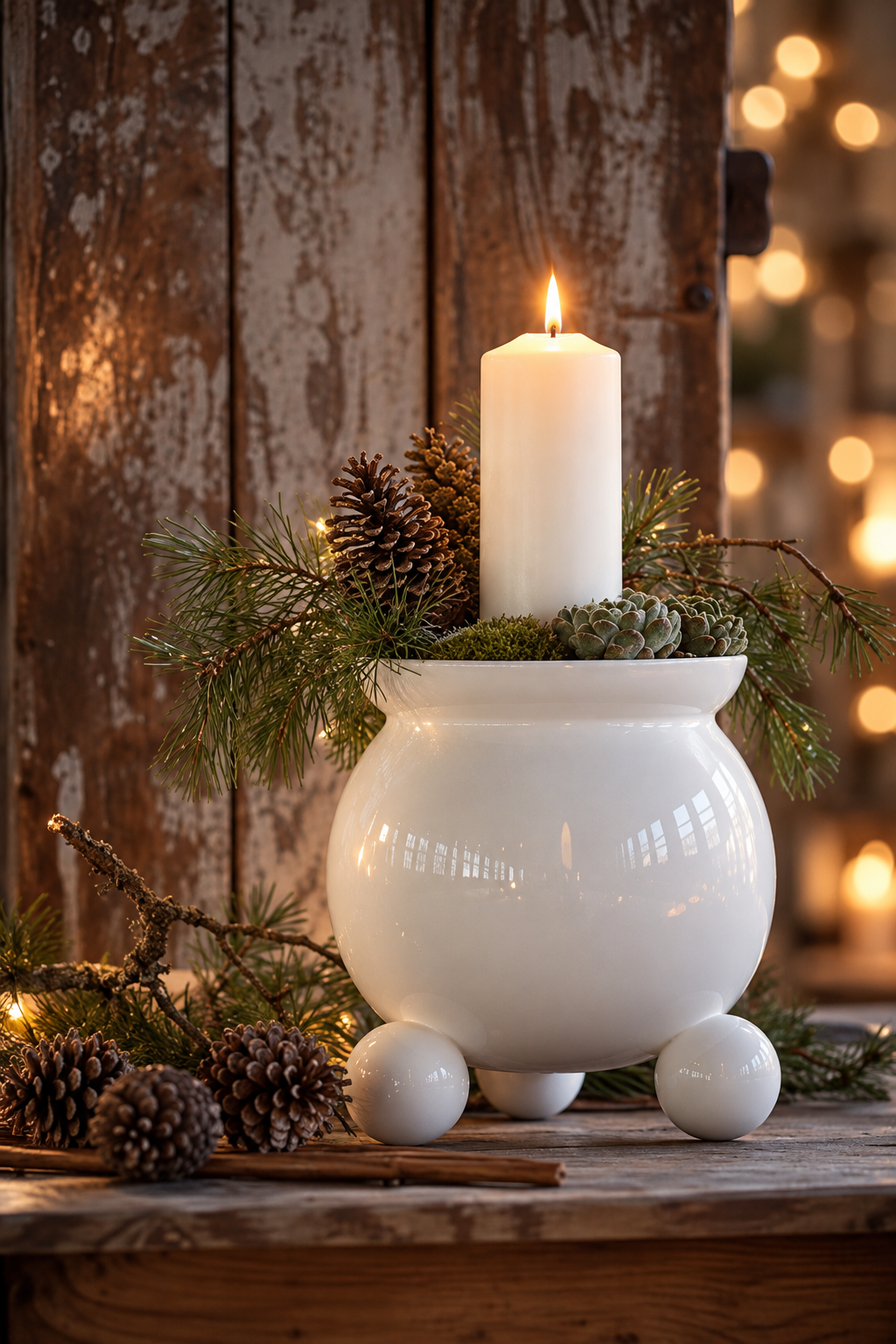 Pot with ball feet - White - 13x15 cm