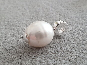 Cultured freshwater pearl approx. 18x12mm pendant with heavy silver loop approx. 3x9mm 925-silver