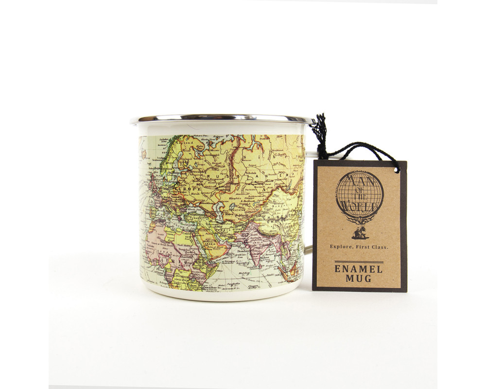World Map Emaljmugg 500 ml