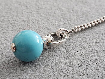 Necklace Turquoise ball approx. 18mm pendant, conn chain 925-silver