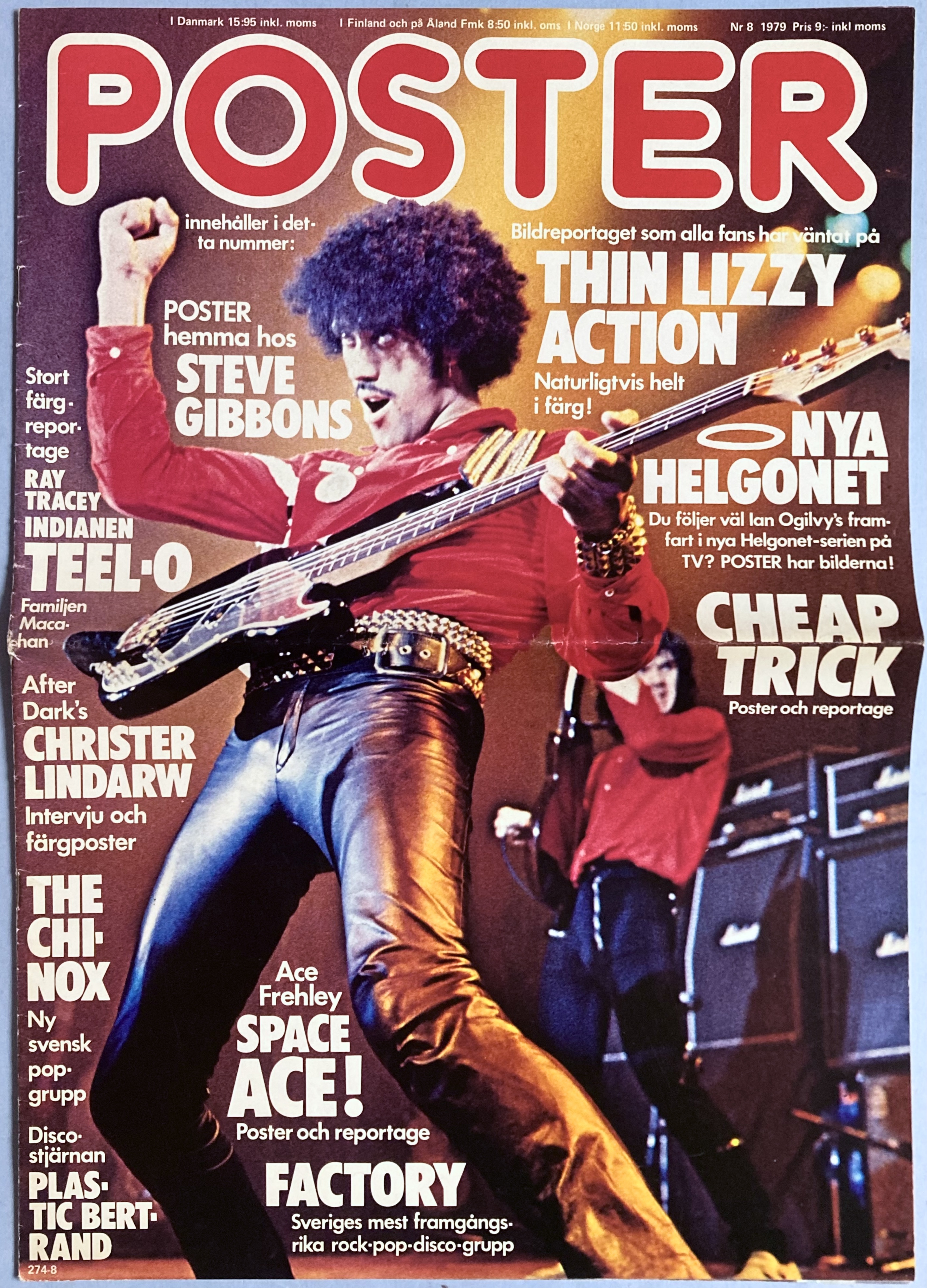 TIDNINGEN POSTER - Nr 8 1979 - THIN LIZZY / Phil Lynott omslag