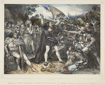 Fernand cortes appaisant la Révolte de son Armée - Hermann cortes apacigúando el motin