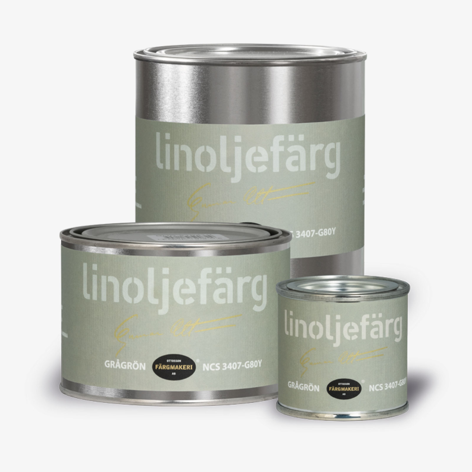 LINOLJEFÄRG GRÅGRÖN, flera varianter - 2