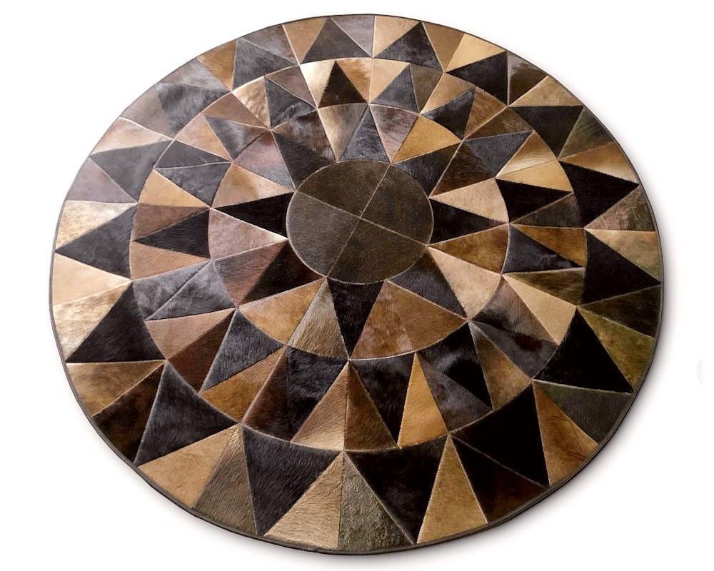 Rund matta patchwork kohud Ø 200 cm