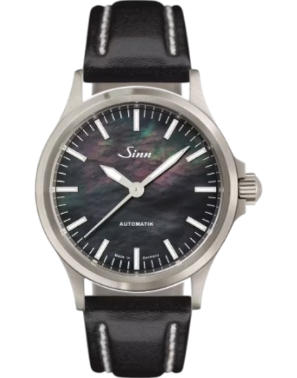 556.0105 Sinn 556 I pärlemor S vintage svart läderband
