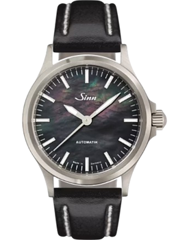 556.0105 Sinn 556 I pärlemor S vintage svart läderband