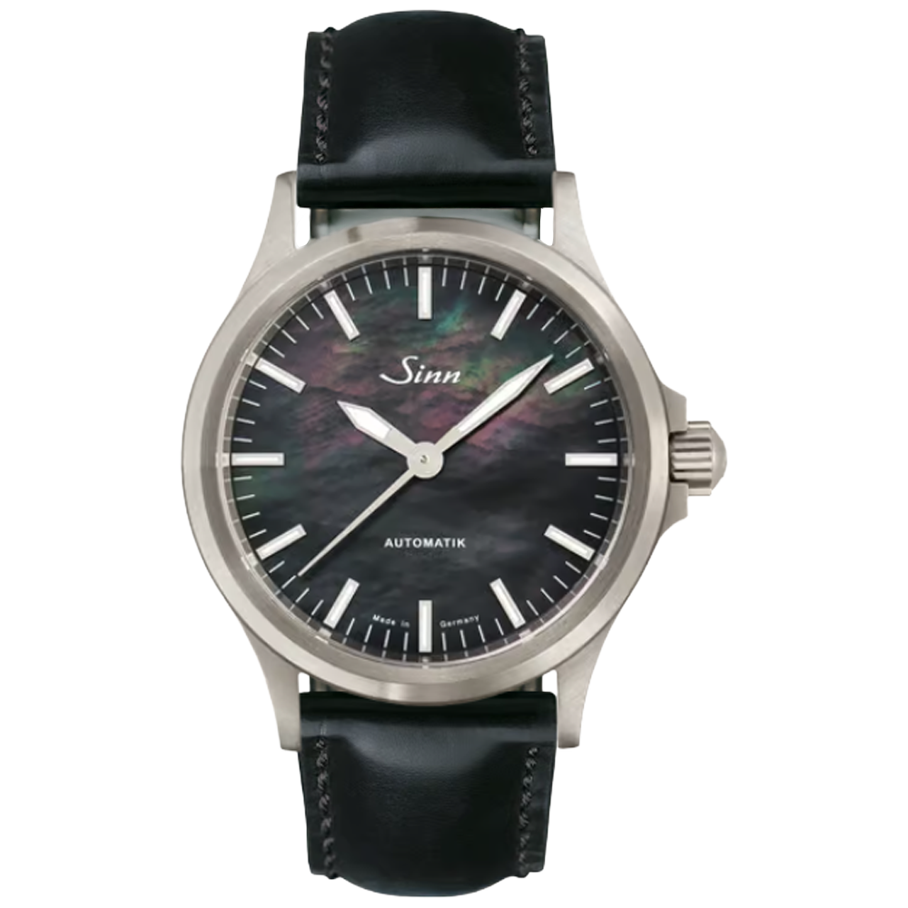 556.0105 Sinn 556 I pärlemor S vintage svart läderband