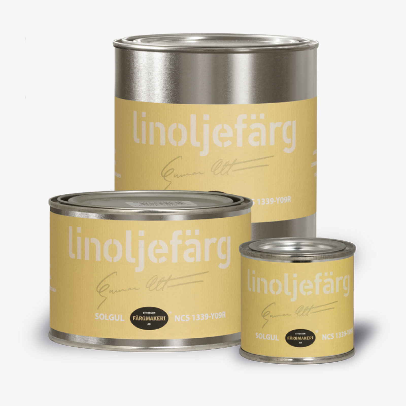 LINOLJEFÄRG SOLGUL, flera varianter - 2