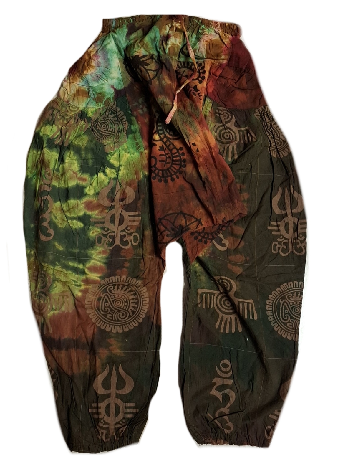 Batik Haremsbyxor med Värld Symboler, Native