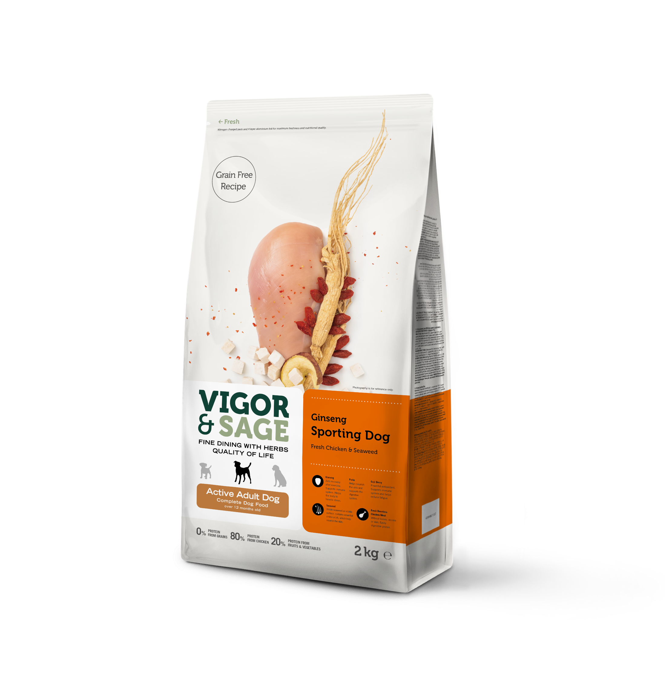 Vigor & Sage Regular adult dog  Ginseng Sporting Dog 12KG