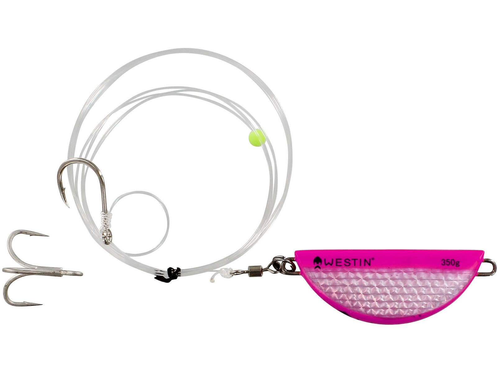Ready-made rig for fishing for halibut or other large fish in the Norwegian sea. pink flash