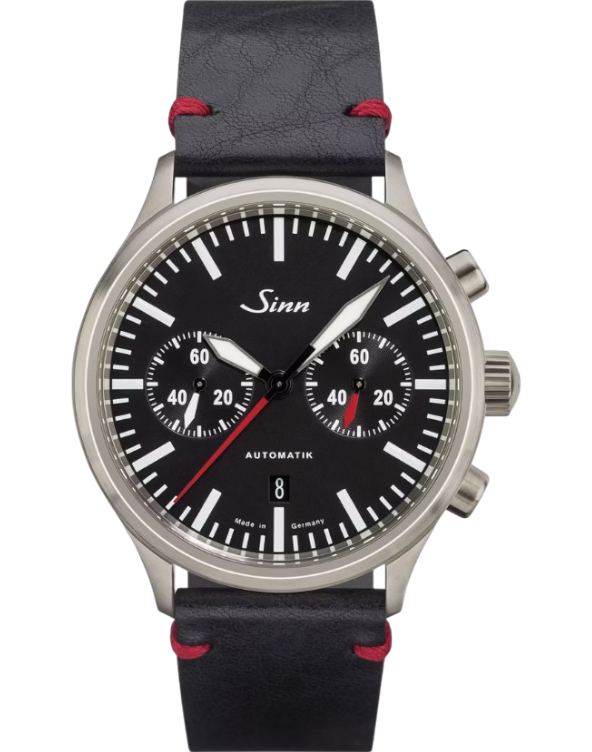 936.010 Sinn 936 svart kalvskinn med röda sömmar