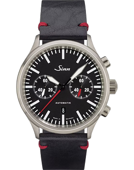 936.010 Sinn 936 svart kalvskinn med röda sömmar