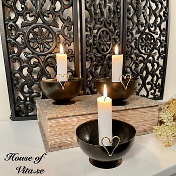 Ljusstake Golden Heart svartguld 10 cm – Different Design