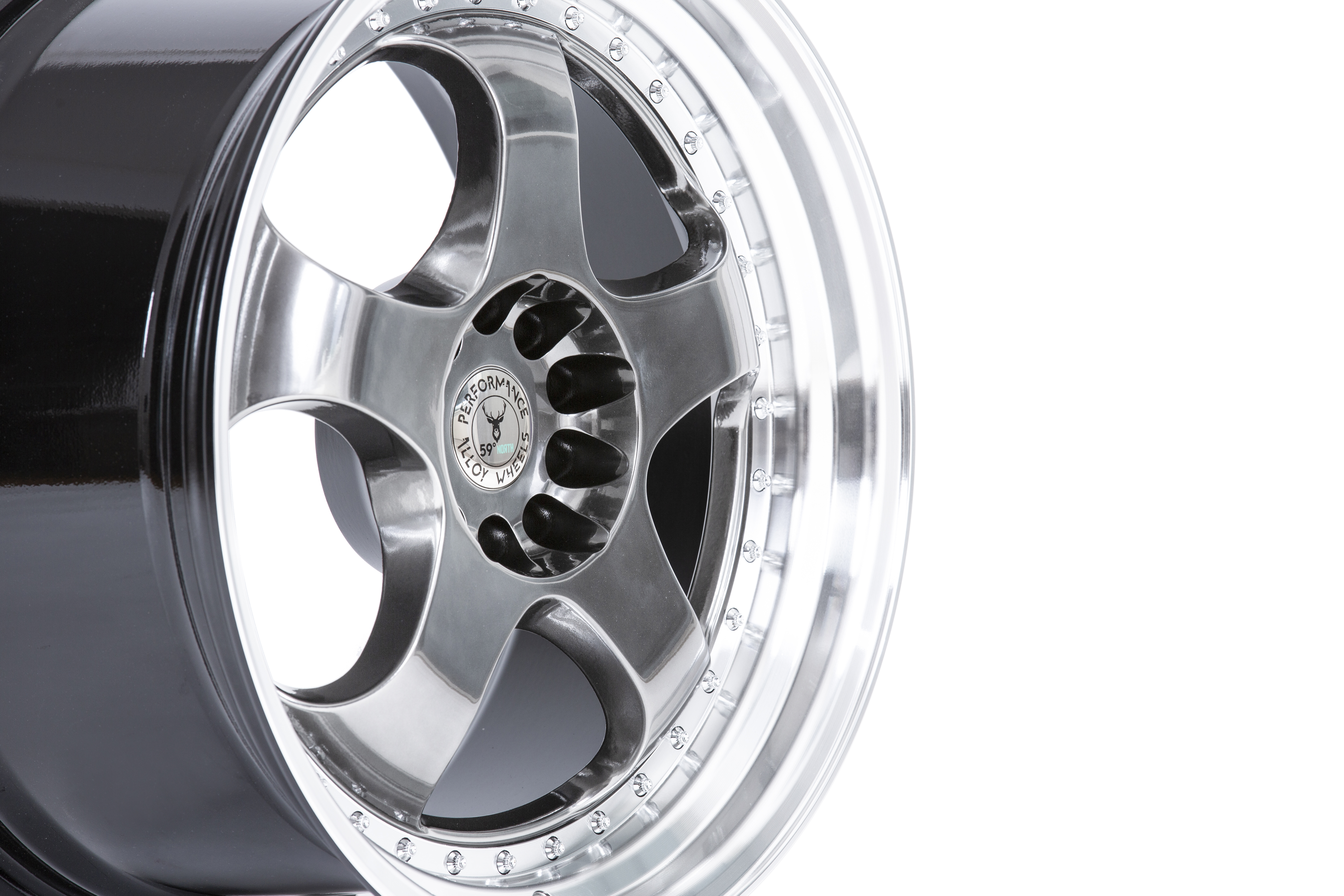 59°North Wheels D-002 9,5x18" ET20 5x100/5x108 Hyperblack/polerad kant - 4