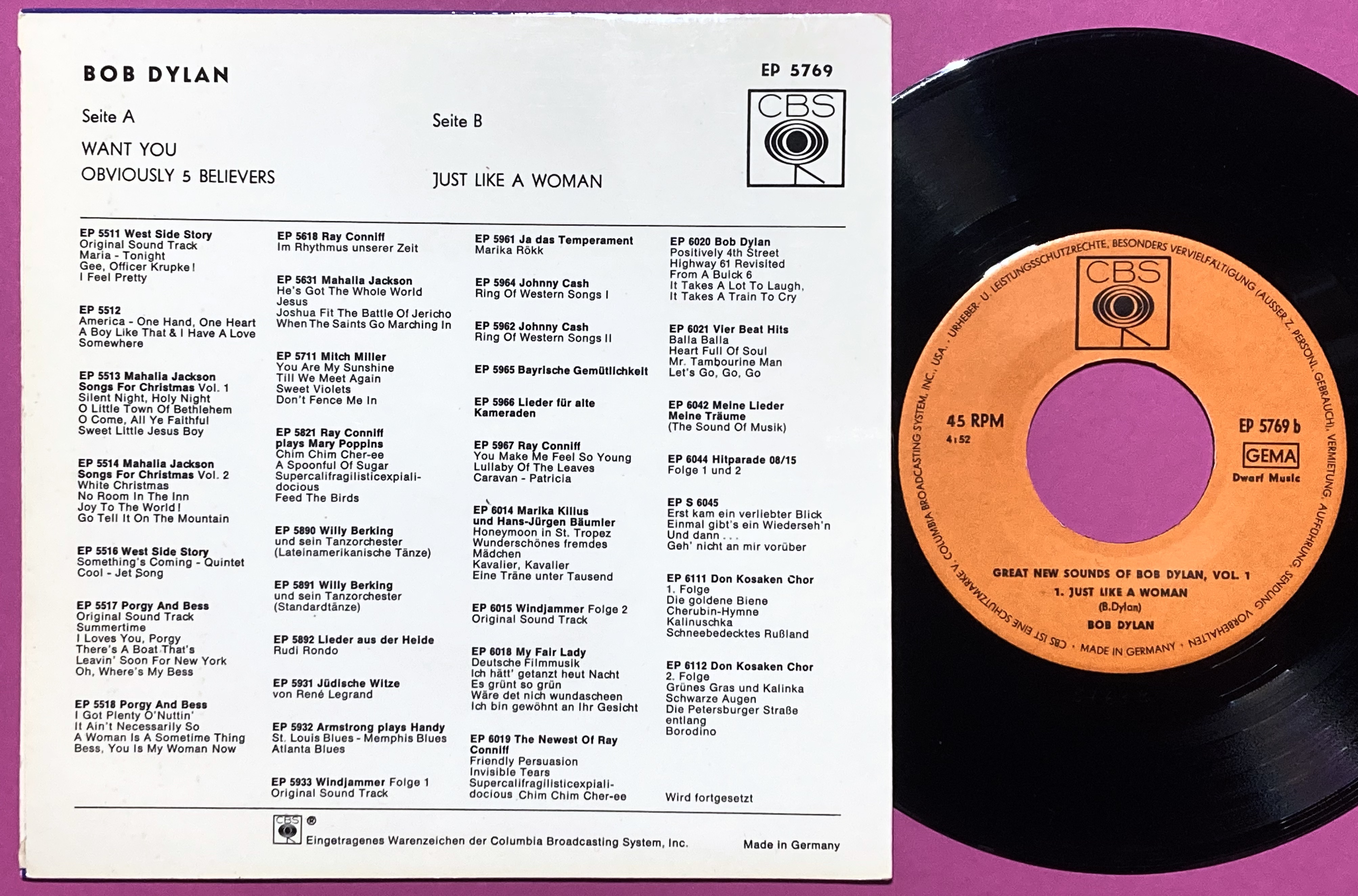 BOB DYLAN - Great new sounds Vol 1 - Ger EP 1966 - 2