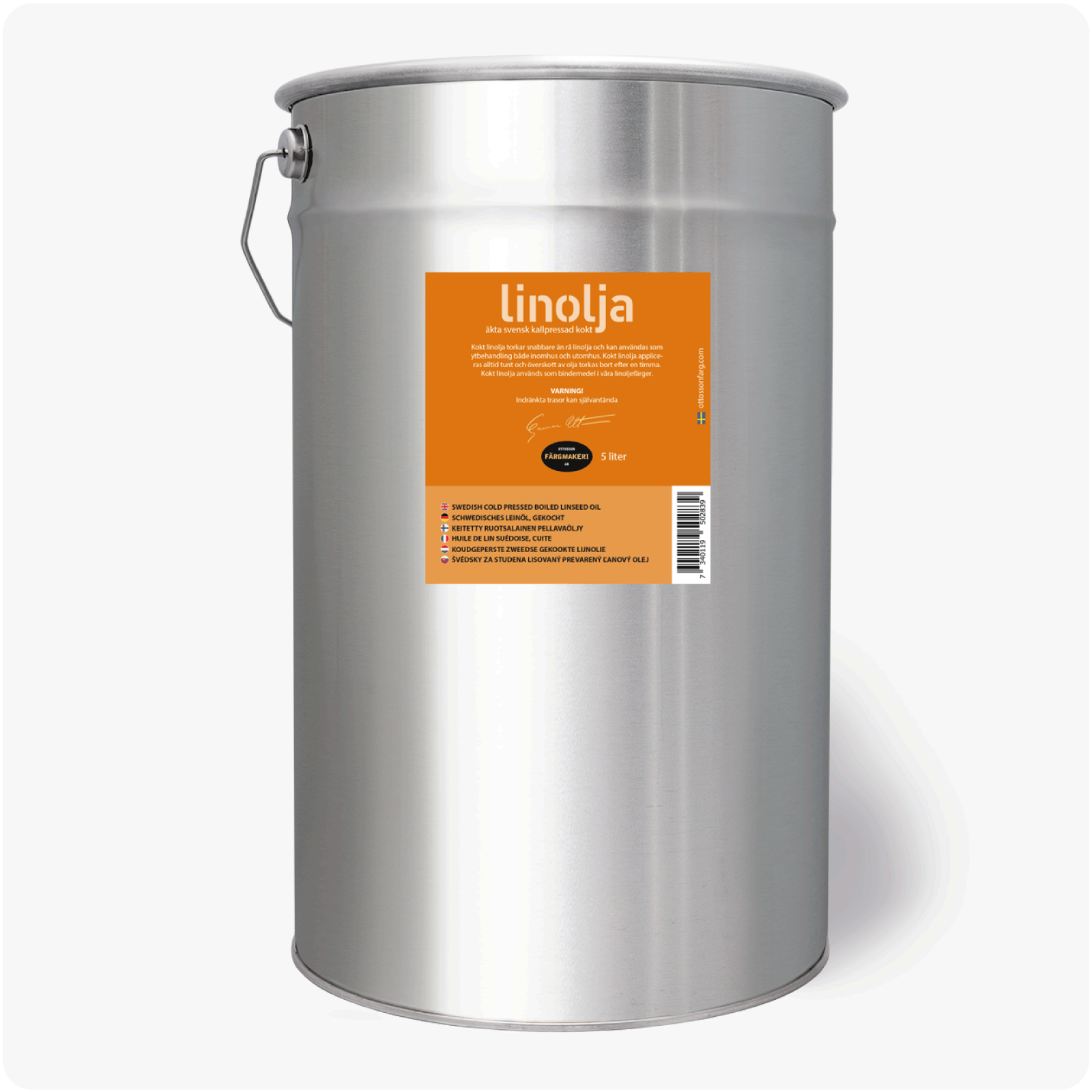 KOKT LINOLJA 25 L, svensk kallpressad
