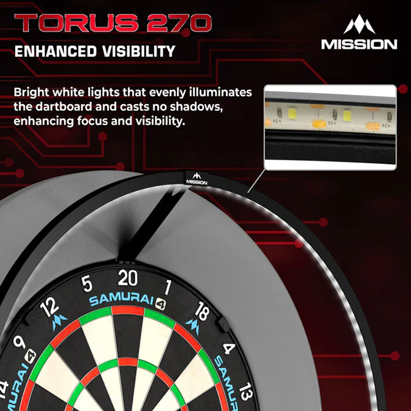 Mission Torus 270 USB-C Dartboard Lighting  Black - 7