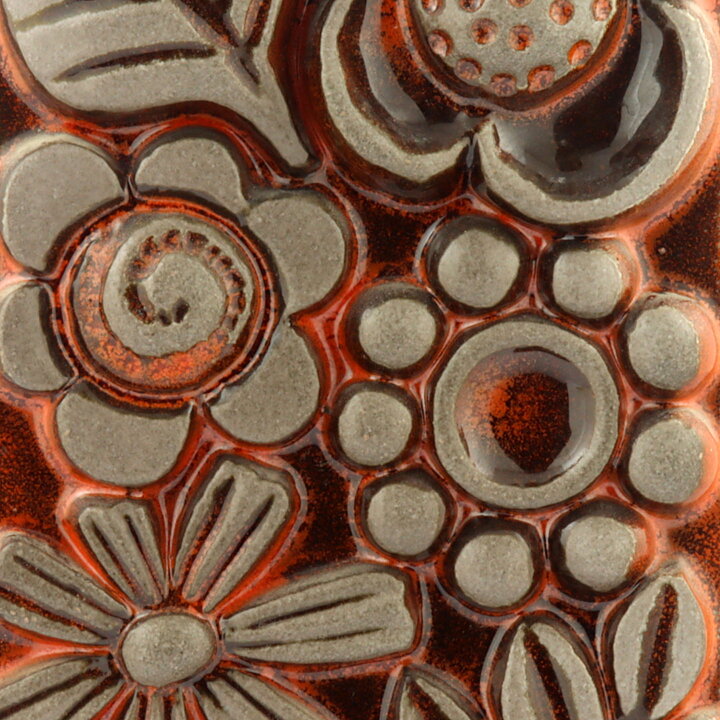 ベリット・ターナー  Fleurシリーズ  オレンジの花の陶板  30cm  1970年代 