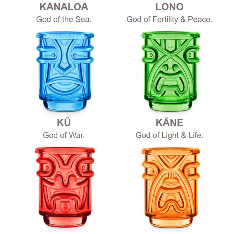 Tiki shotglas 4 olika varianter med namn