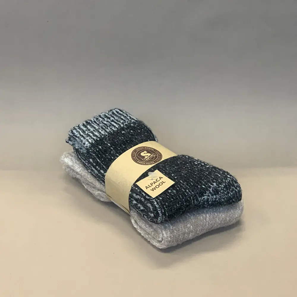 Sokken met alpacawol - 2 paar, zwart en beige - 2