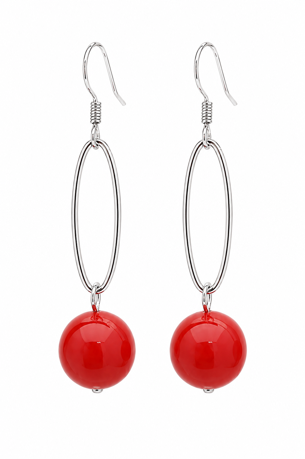 Red Earrings Bamboo Coral 
