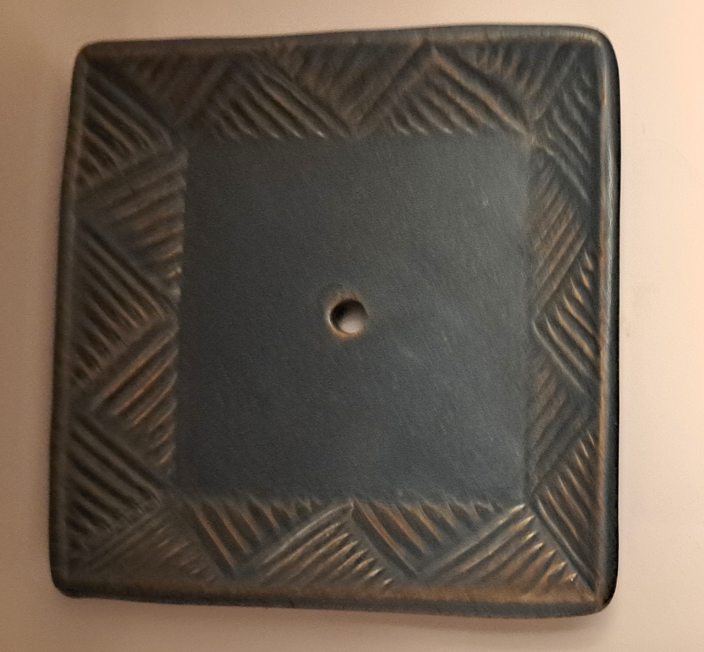 Stoneware ceramics soap dish, blue, green, square 12 x12, 9 x 9 cm - 2