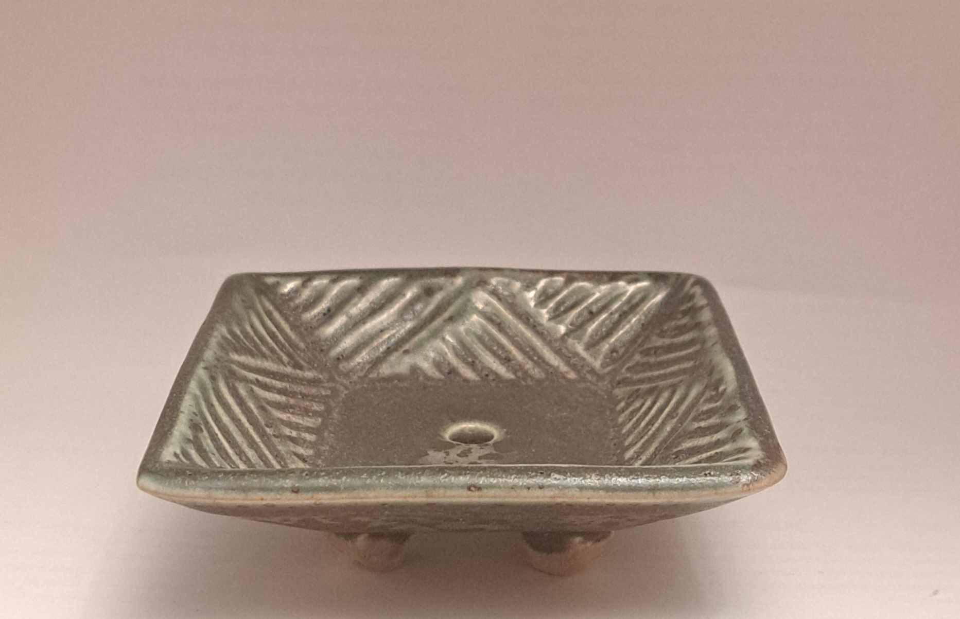 Stoneware ceramics soap dish, blue, green, square 12 x12, 9 x 9 cm - 3