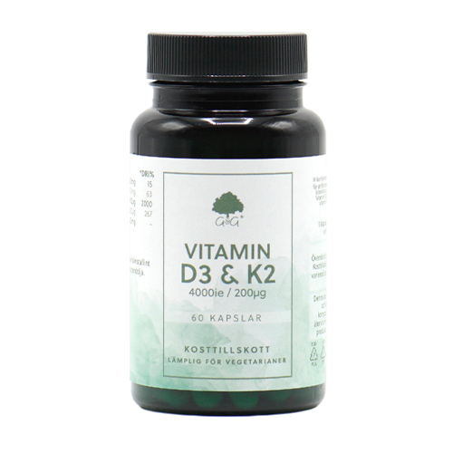 Vitamin D3 & K2 från G&G Vitamins i mörk burk om 60 kapslar