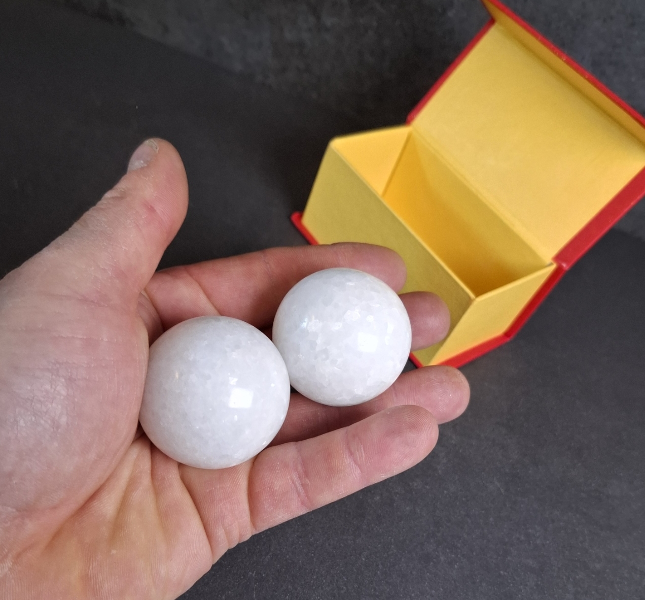 Kinesiska Hälsokulor -  Vit Marmor Ljudlös - 40mm - 2