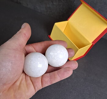 Kinesiska Hälsokulor -  Vit Marmor Ljudlös - 40mm