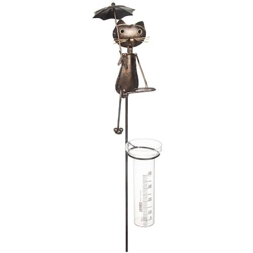 Regnmätare - katt på stick, regnglas ingår, 110cm - 4