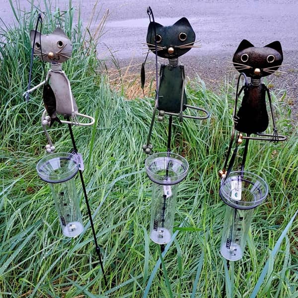 Regnmätare - katt på stick, regnglas ingår, 110cm - 2