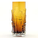 Bo Borgström (Bark 1960s) Amber Brown Vase with Linear Relief Sections 15 cm