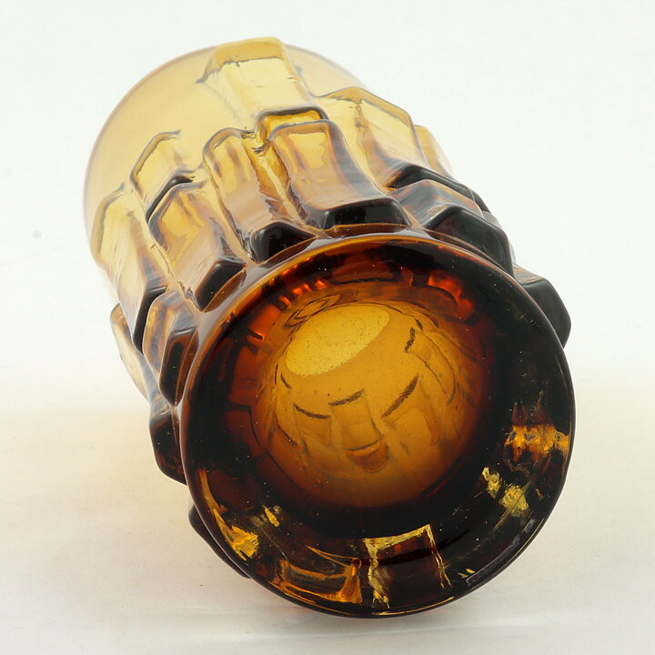 Bo Borgström (Bark 1960s) Amber Brown Vase with Linear Relief Sections 15 cm