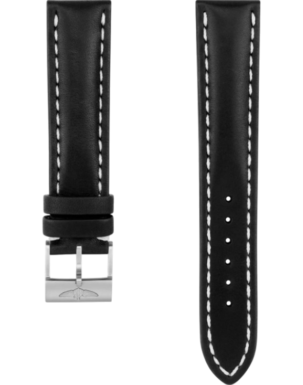 Breitling Novo Nappa Kalvskinn Svart 20 mm C-spänne