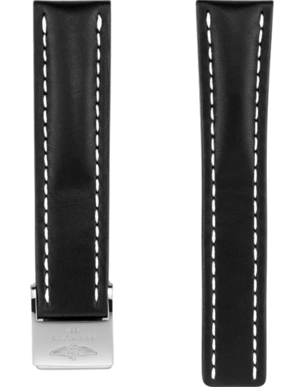 Breitling Novo Nappa Kalvskinn Svart 22 mm Viklås