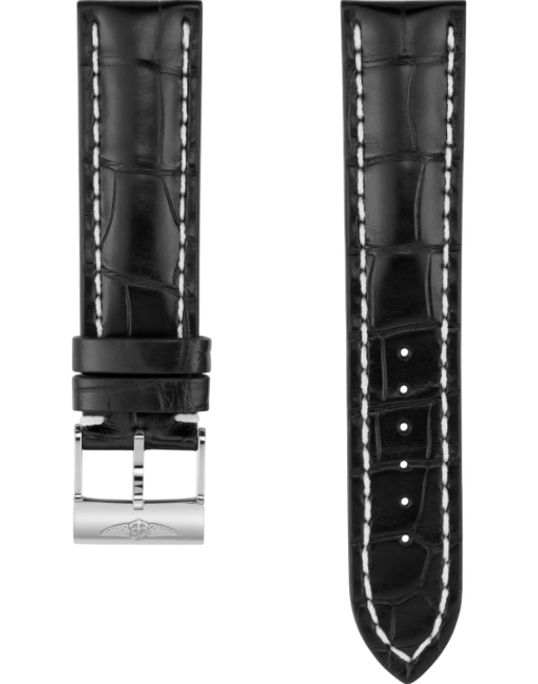 Breitling Alligator Svart 22 mm C-spänne