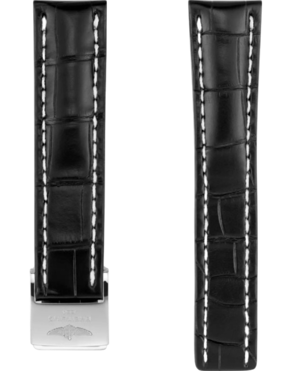 Breitling Alligator Svart 22 mm Viklås