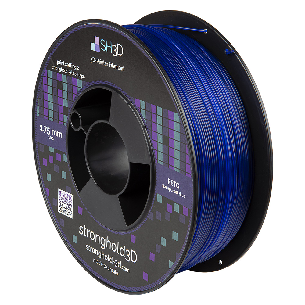 StrongHold PETG filament (1.75mm, 1Kg) - Transparent Blå