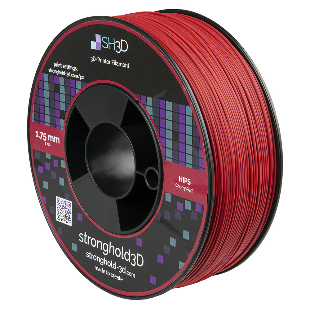 StrongHold HIPS filament (1.75mm, 1Kg) - Körsbärsröd