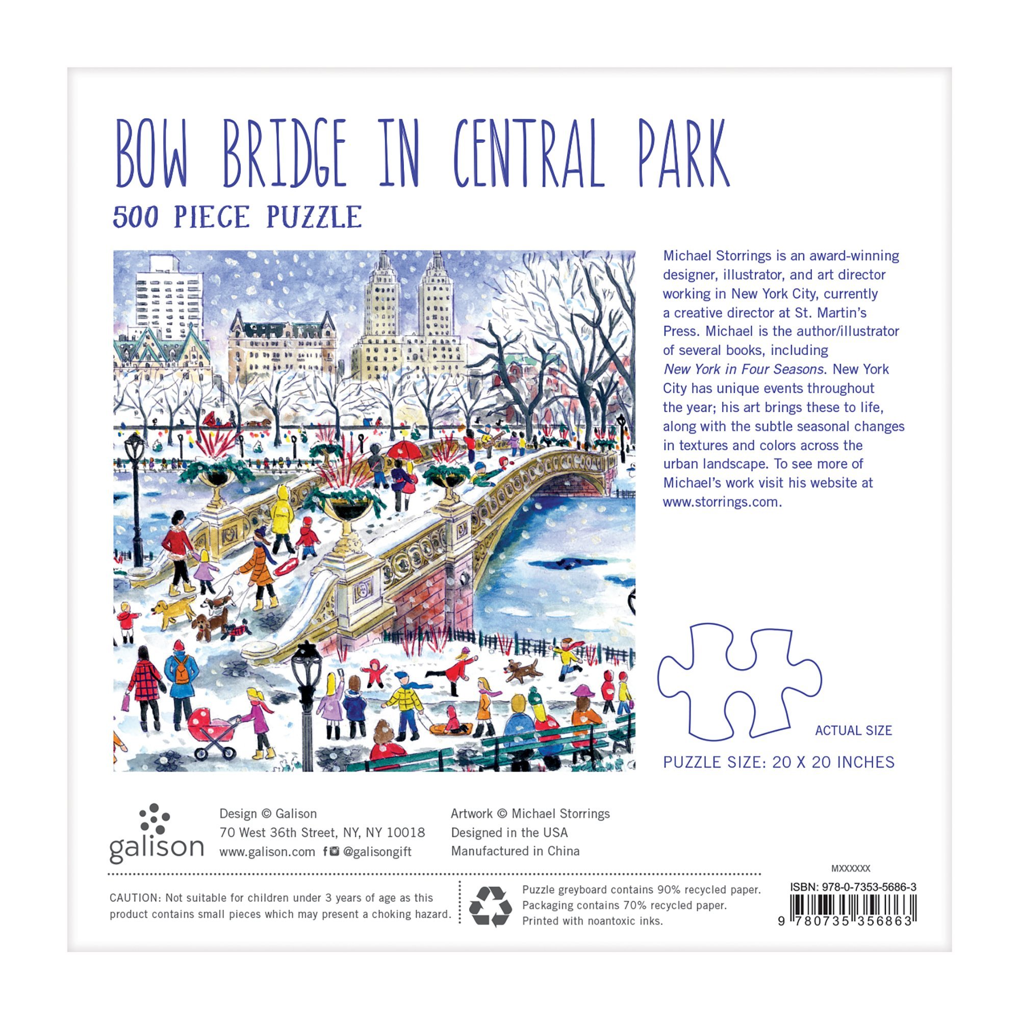 Michael Storrings Bow Bridge In Central Park 500 Piece Puzzle - 5