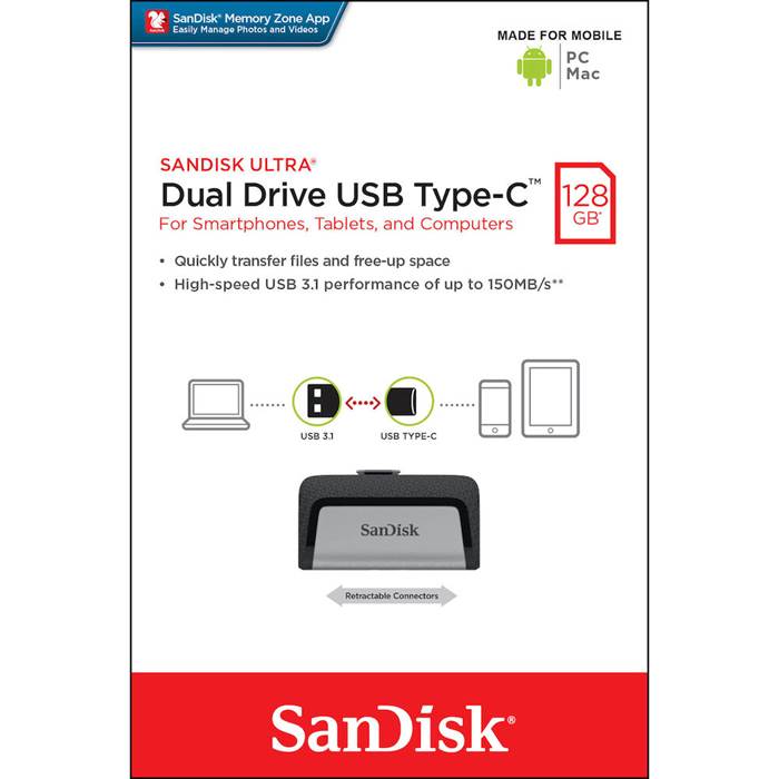 USB C-A minn SanDisk 3.1 128GB - 8
