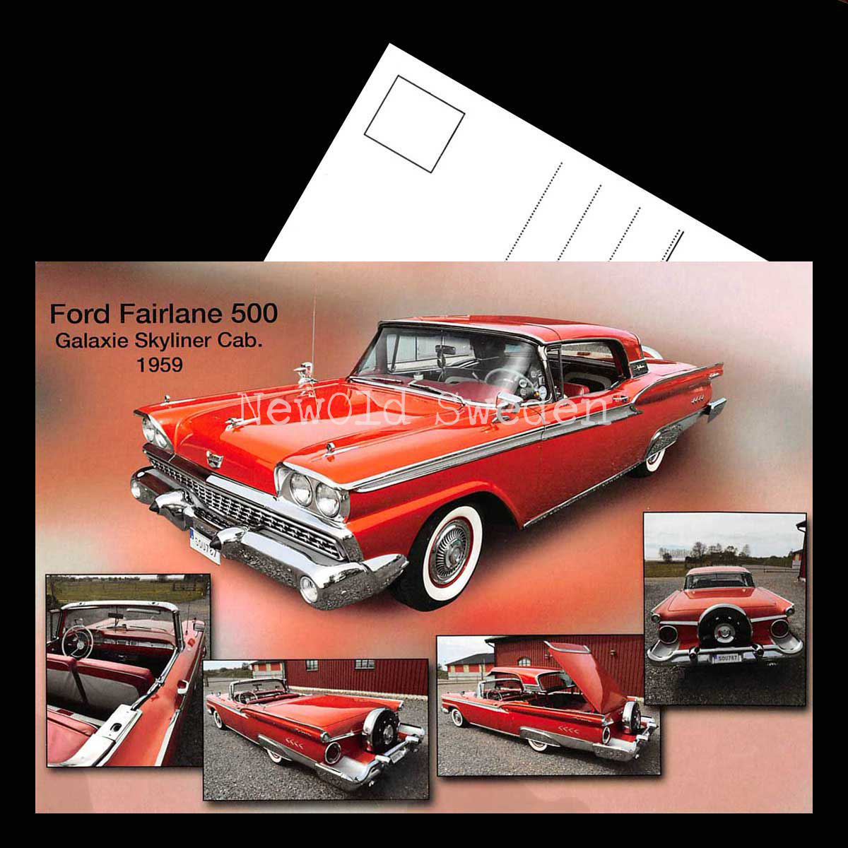Ford Fairlane 500 Galaxie Skyliner Cab. 1959 - Vykort A5 - 3