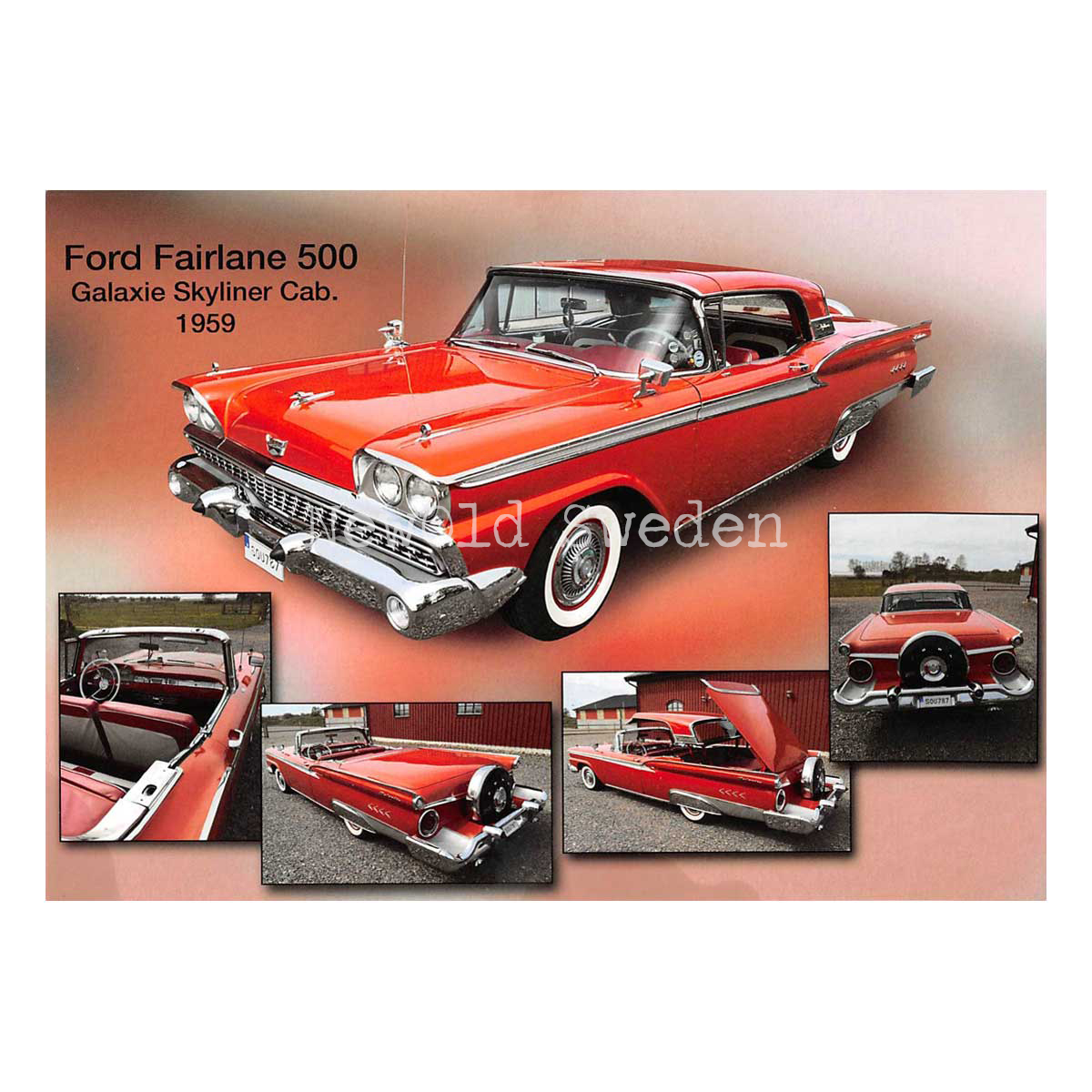 Ford Fairlane 500 Galaxie Skyliner Cab. 1959 - Vykort A5 - 4